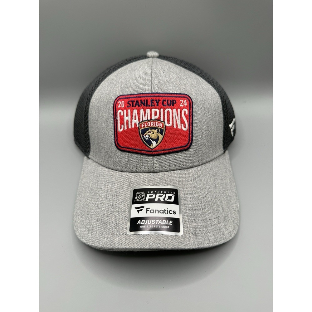 Florida Panthers 2024 Stanley Cup Champions Hat Fanatics Adjustable NHL Gray